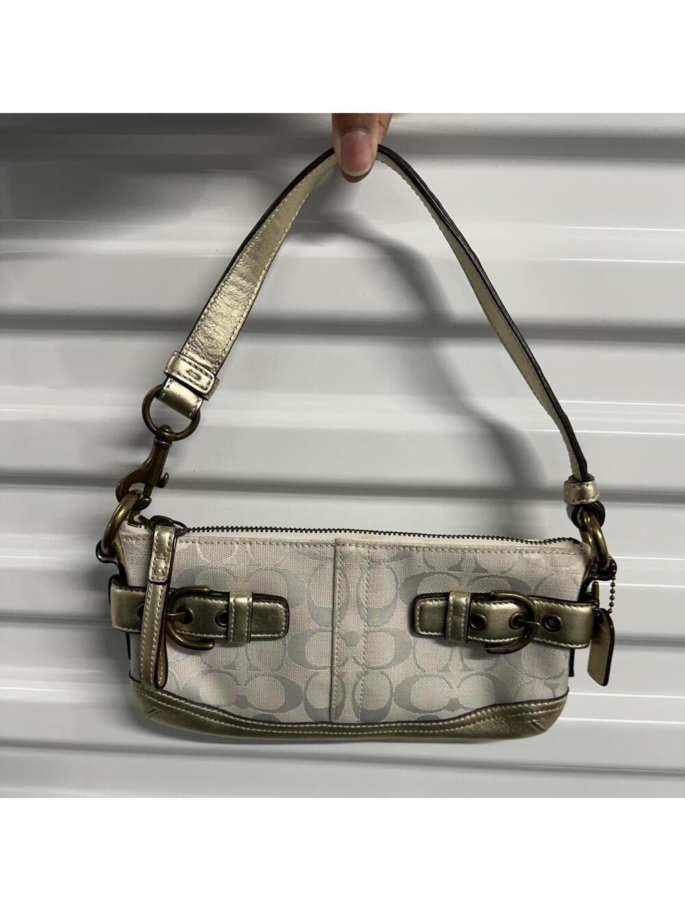 Coach white and gold shoulder bag